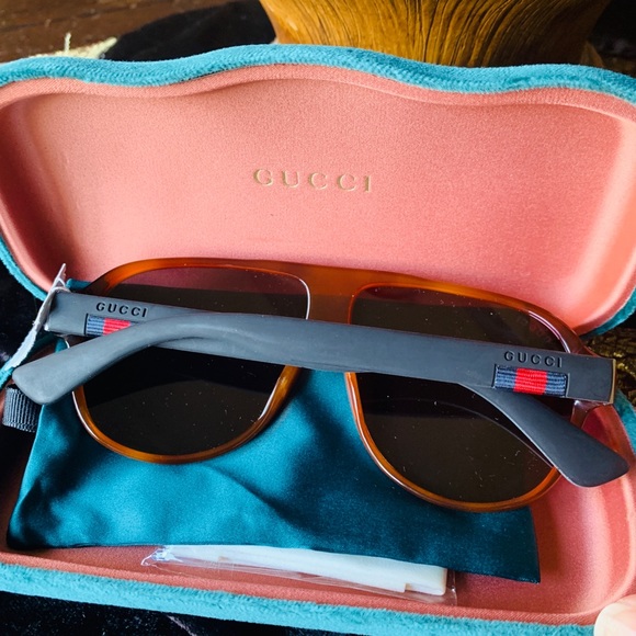 Authentic GUCCI 59mmPilot Acetate logo sunglasses